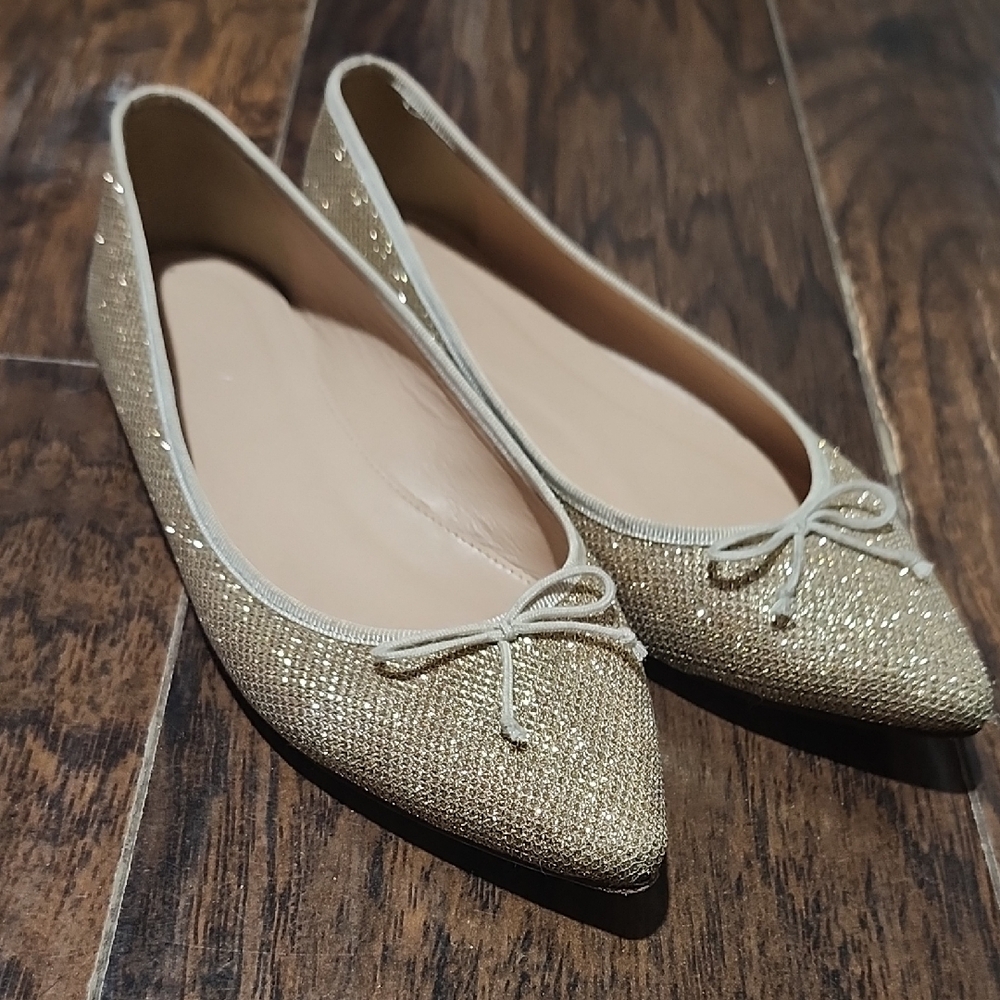 J. Crew Gold Glitter Flats